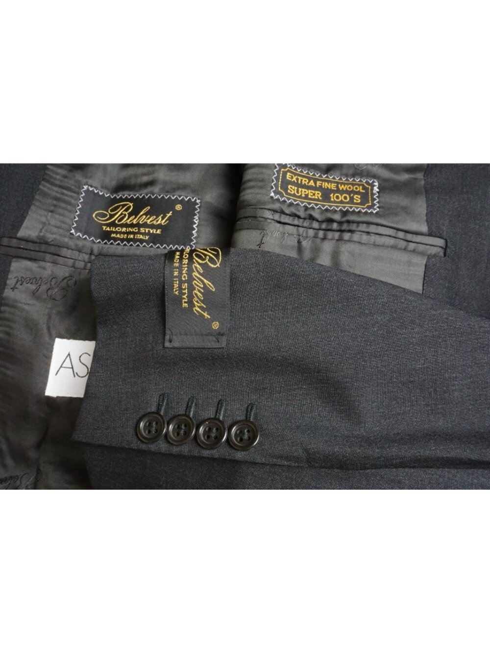 Belvest Solid Gray S100s Wool 2 Pc Suit Jacket Pants Sz 42R Brand New